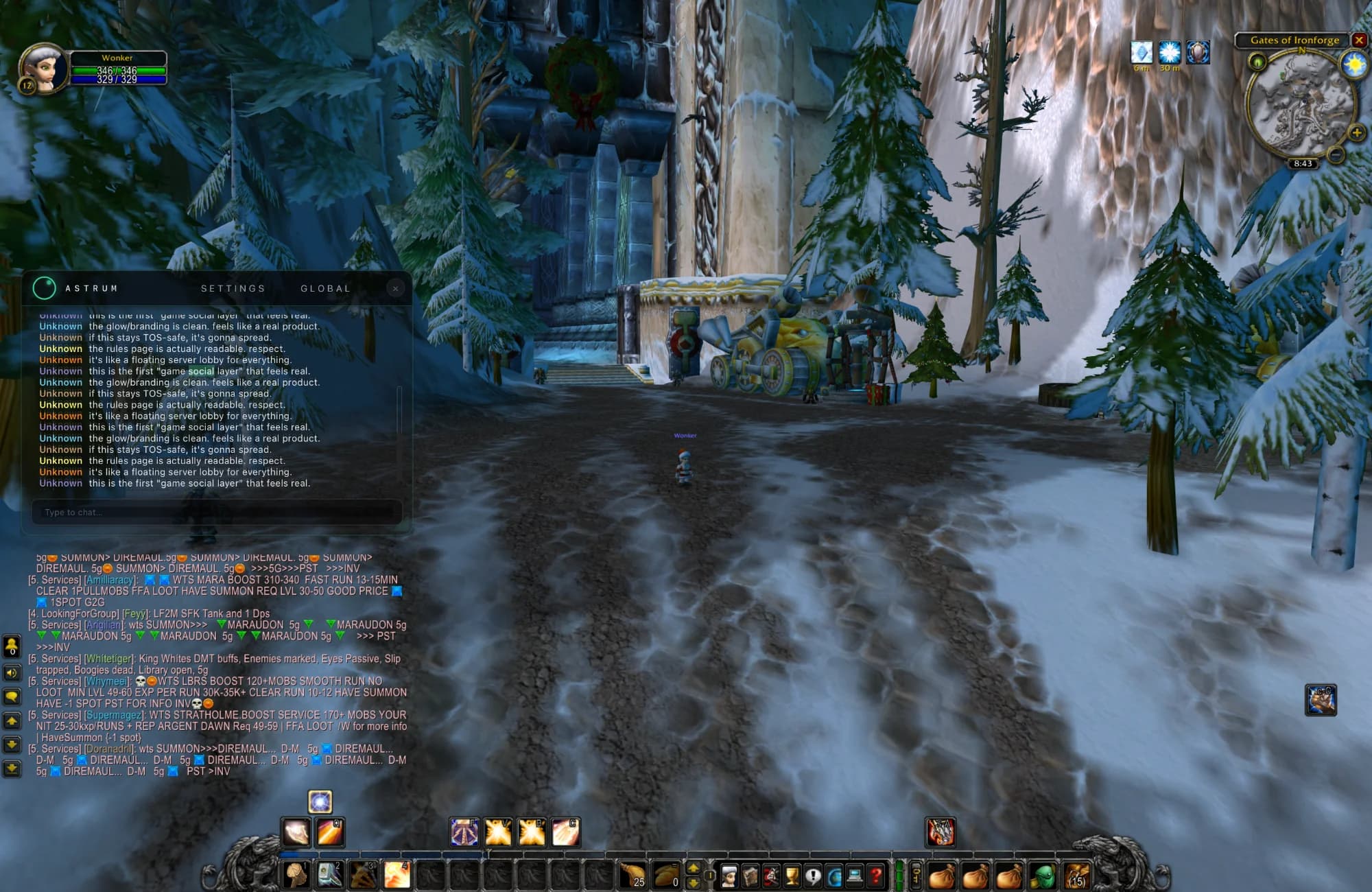Astrum overlay on WoW
